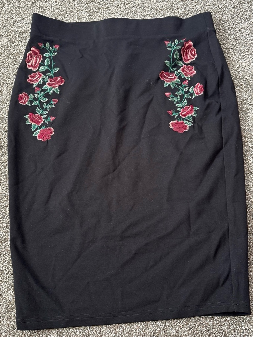 torrid Black Pencil Skirt with Rose Embroidery